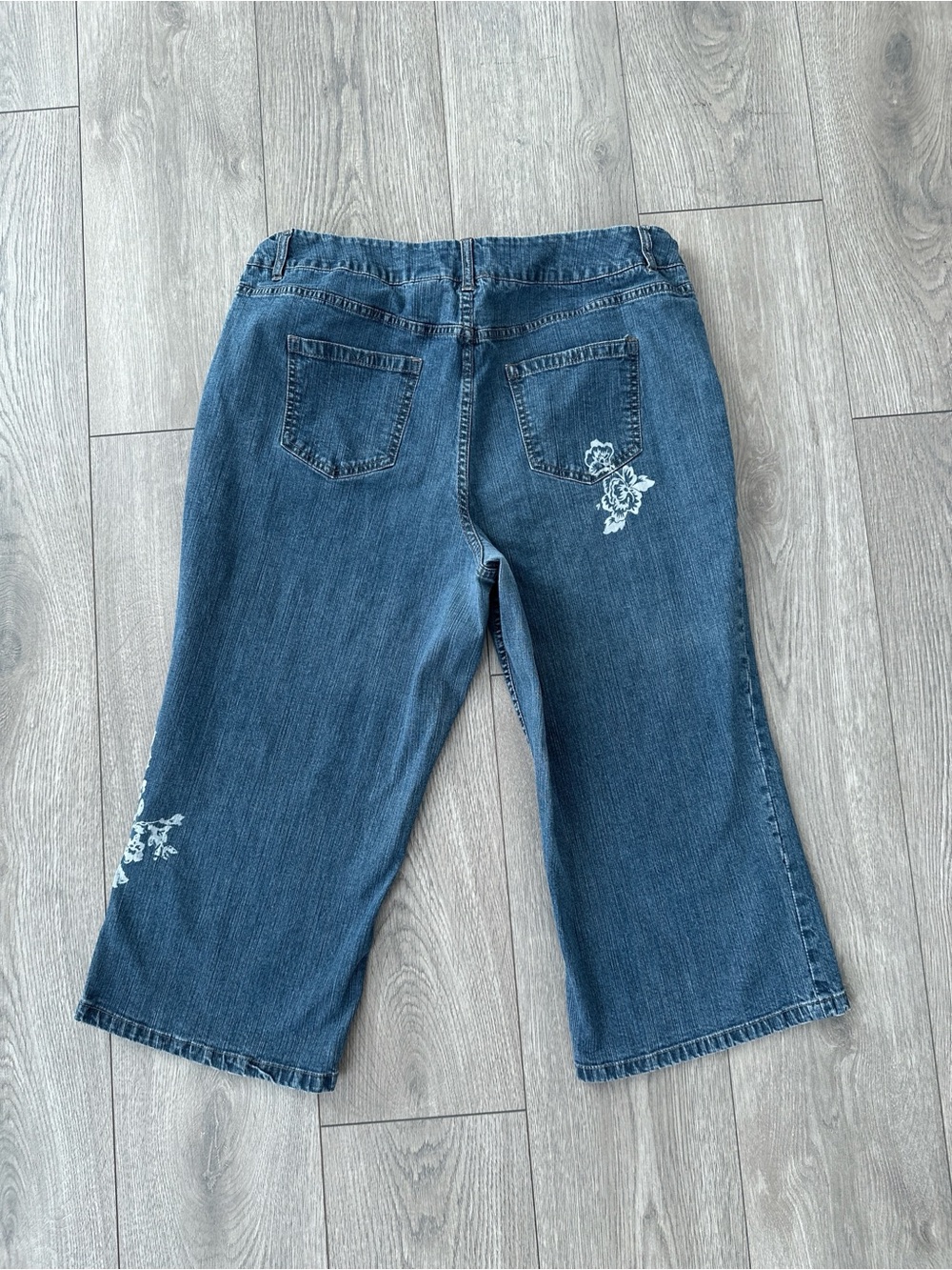 y2k floral boho denim capris